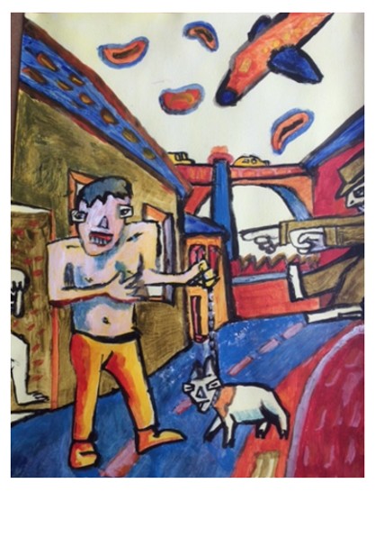 Le chien sous l'avion